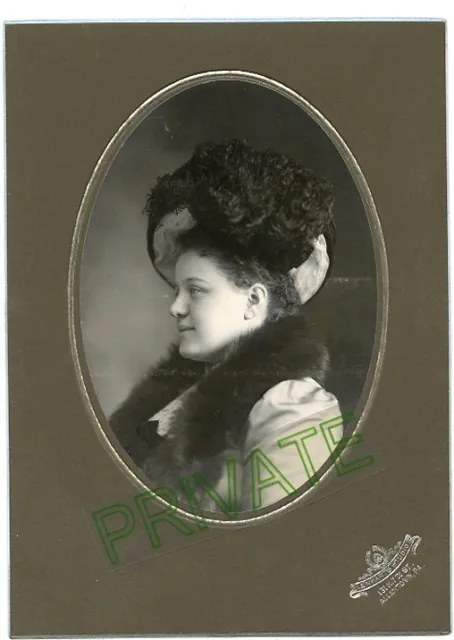 Antique Photo-Allentown Pennsylvania-Lady Wearing Big Hat-Fur Shoulder-Lenharts