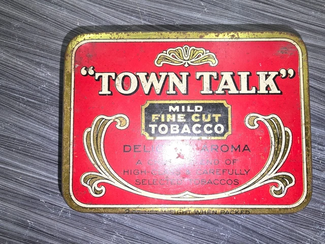 VINTAGE TOWN TALK Fine Cut Tobacco Tin British Australian Melbourne Hinged  Lid $35.00