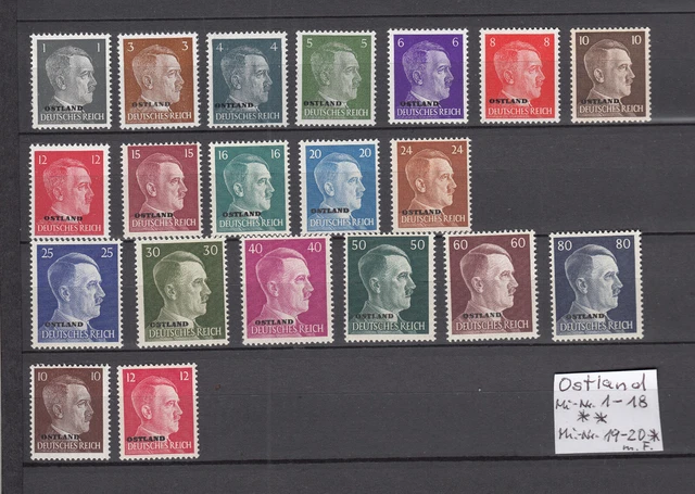 Ostland 1941, DR, deutsche Besetzungen, Mi.-Nr. 1-20 ** postfrisch