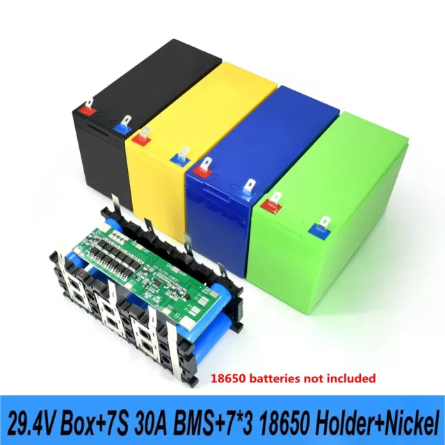 Contenitore batteria 29,4 V 18650 supporto 7S3P bilancia 30 A nichel per saldatura BMS 2