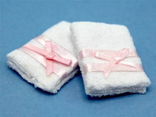 Fixed Hand Towels x 2 Bathroom Accessory Dolls House Miniature 1:12th Scale