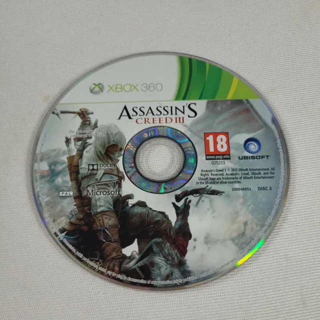 *Disc 2 Only* Assassins Creed III 3 Xbox 360 Action Adventure Video Game PAL