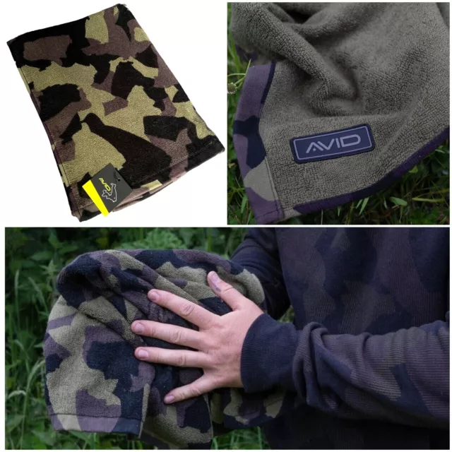AVID CARP FISHING HAND TOWEL CAMO 60 X 42cm COTTON MATERIAL NEW A0430059