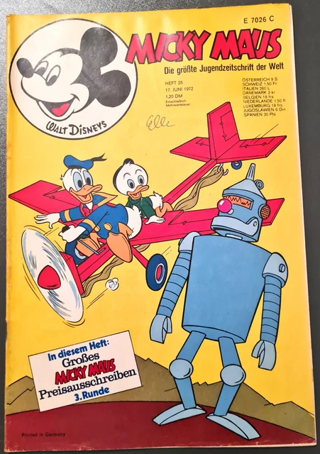 Micky Maus Comic Heft Nr.25 mit Beilage 1972 Z 2 (300