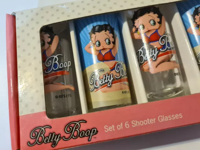 Betty Boop Collectable Set of 6 Shooter Glasses *BRAND NEW* Free Postage 2