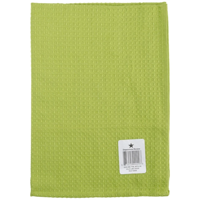 Paquete de 3 toallas de té tejidas gofres Dunroven House 20""X28""-verde lima -K330-LMG
