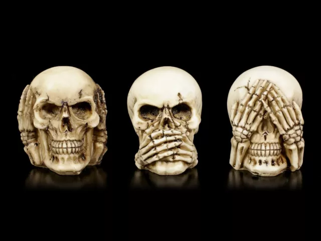 Kleines Totenkopf 3er Set - Nichts Böses - Lustige Totenschädel Geschenk