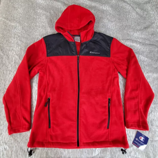 Champion Performance Full Zip Fleece Hoodie Adult Medium Red Black Windstopper