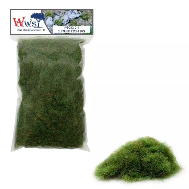 WWS | 12mm Summer Static Grass | CHOOSE SIZE |  Model Scenery Material