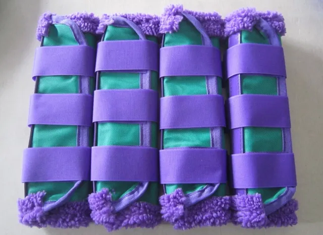 Horse Fly Mesh Boots Set of 4 Jade & Purple Australian Made Summer Protection