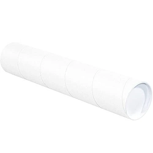 Tape Logic TLP4042W Mailing Tubes with Caps 4" x 42" White Pack of 15