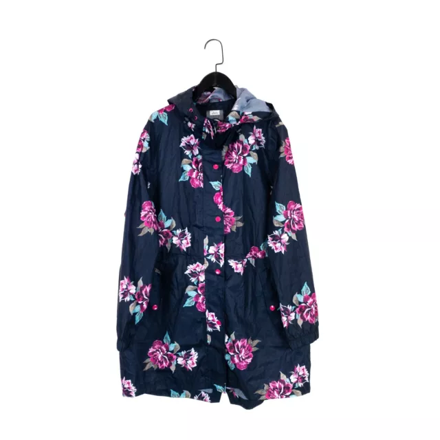 Joules Go Lightly Waterproof Pack Away Rain Coat Jacket Navy Floral - Size 16