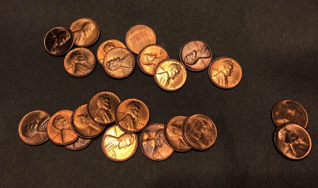 1954-S (20) & 1955-S (2) Lincoln Wheat Cent BU Uncirculated Lot of 22 Pennies