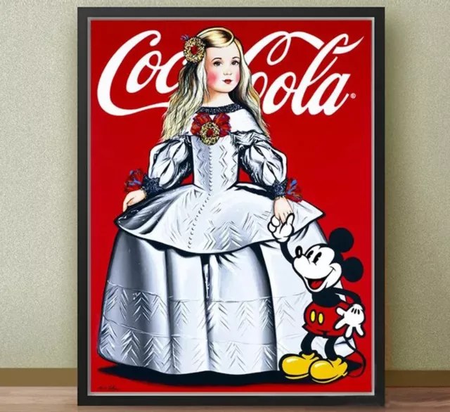 Cuadro con Cartel de Antonio de Felipe . "Menina Coca Cola con Mickey "