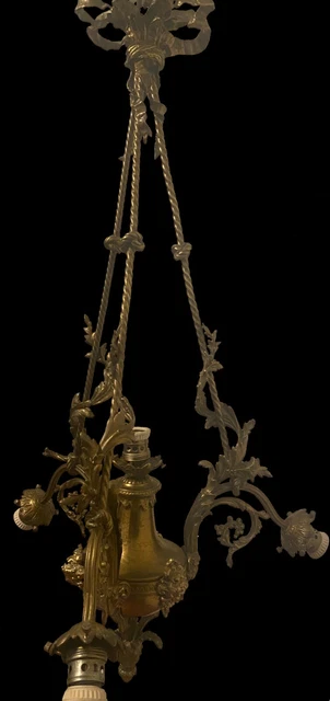 Louis XVI style bronze 3 arm mythological chandelier early 20th century wired