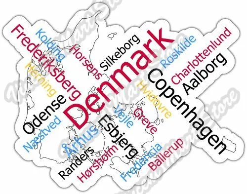 DENMARK COPENHAGEN COUNTRY Map Word Cloud Bumper Vinyl Sticker Decal 5 ...
