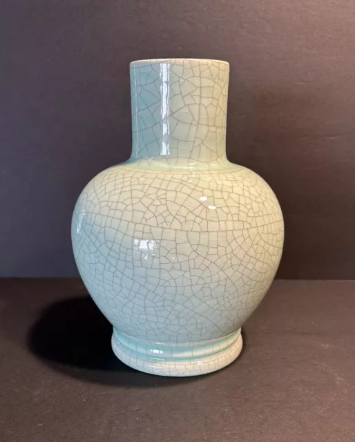 Vintage Mid Century Flavia Montelupo ITALY Crackle Vase Cottage Core 10”