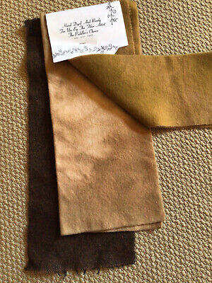 3 Pieces Hand Dyed Wool, mottled tan, khaki and brown tweed, New