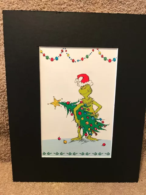 GRINCH~BRIGHT YELLOW STAR~8 x 10 Mat  Print~ TAKING THE  CHRISTMAS TREE~NEW