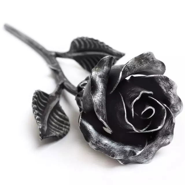 100% Hand Forged Iron Rose Sculpture - Gift of Everlasting Love - Wrought Steel