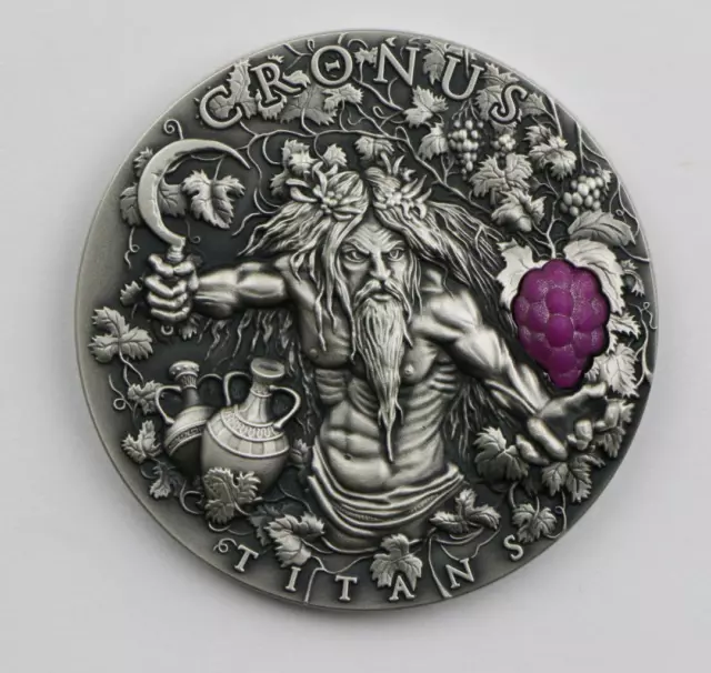 2018 Niue $2 CRONUS Greek Titans Antique Finish 2oz Silver Coin