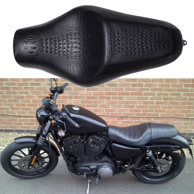 For Harley Davidson Sportster XL 883 1200 Two Up Driver Passenger Alligator Seat