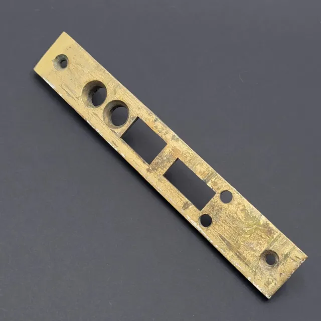 Antique Brass Mortise Door Lock Repair Part Face Plate Only 8" x 1"   (142)
