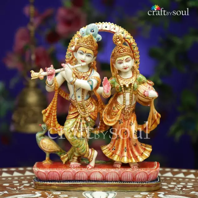 Radha Krishna Statue Marble God Hindu Lord Idol Home Decor Figurine Sculpture