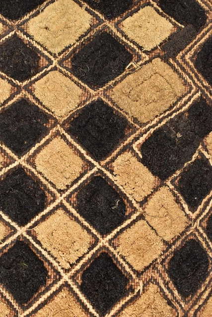 Arte africano tejido a mano Raffia textil cuadrado cubano
