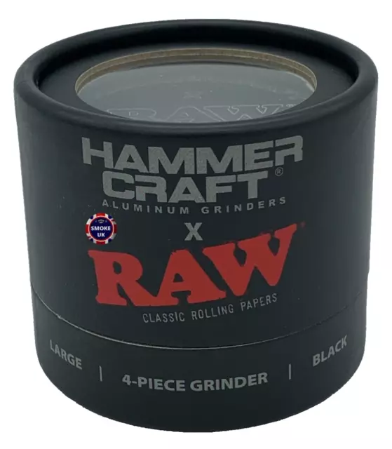 Hammercraft X Raw Black 4 Part Magnetic Metal Aluminium Grinder 2.5" Large Size