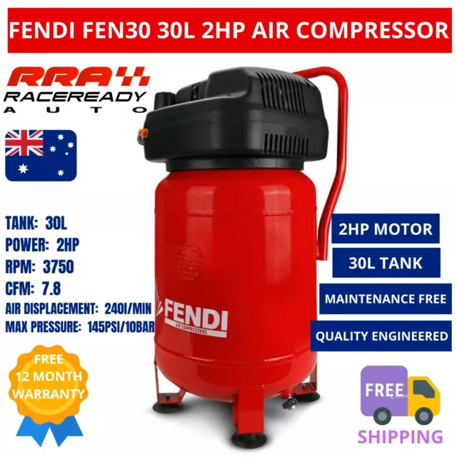 Fendi Air Compressor 30L 2HP FEN30 Oil Free Compact Upright Portable Air Tank