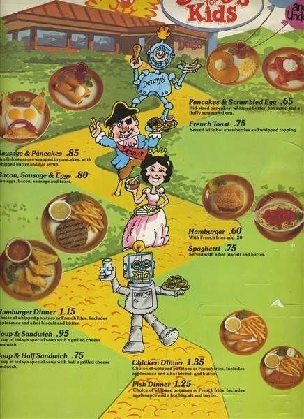 Denny's Restaurant Wizzer Rabbit Kid's Menu Punch Out & Put Together Toy 1980