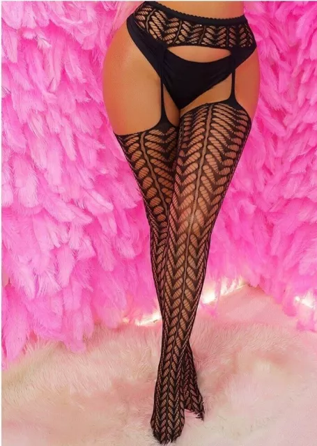 Plus Stockings Sexy Open Crotch Suspender Mesh Fishnet Lingerie Pantyhose Tights