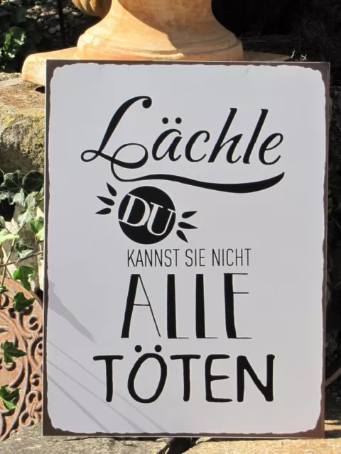 Shabby Chic Metallschild Blech Lächle Shabby Spruch lustig Geschenk Deko