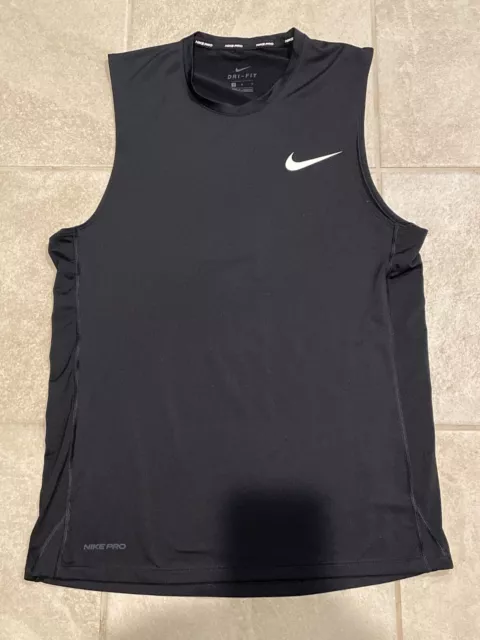 Nike Pro Shirt Mens Medium Dri Fit Sleeveless Tank Top Slim Fit Black BV5629