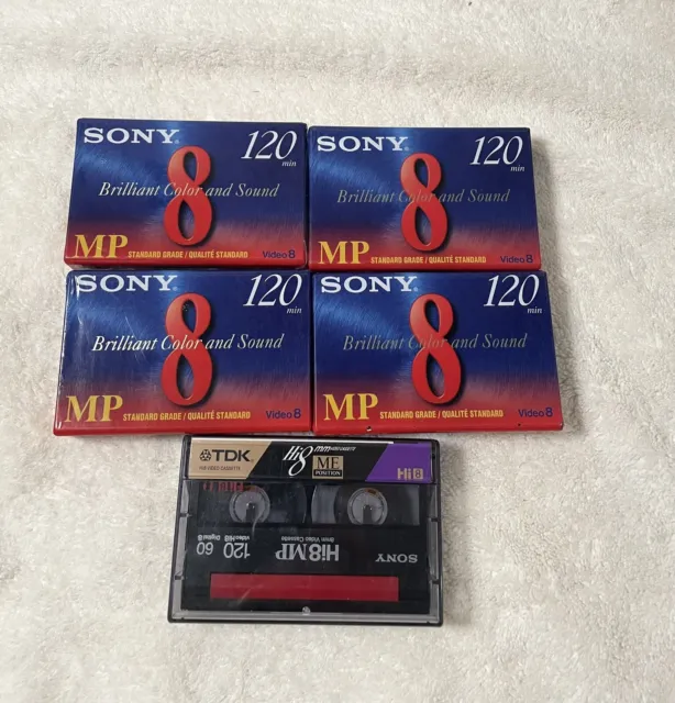 Sony Video 8 MP Cinta Paquete de 4 120 Minutos Sellada de Fábrica P6-120MP, Video8 BONIFICACIÓN