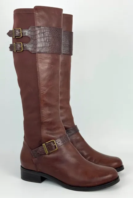 Cole Haan Tennley Buckle Boot Chestnut Brown Tall Boots Women's 9 B