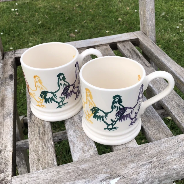 EMMA BRIDGEWATER HOWDENS ROOSTER MUGS Tankard Hand Painted Pair Half