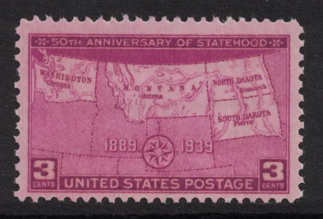 Scott 858- Montana, Washington, Dakotas Statehoods- MNH 3c 1939- unused mint