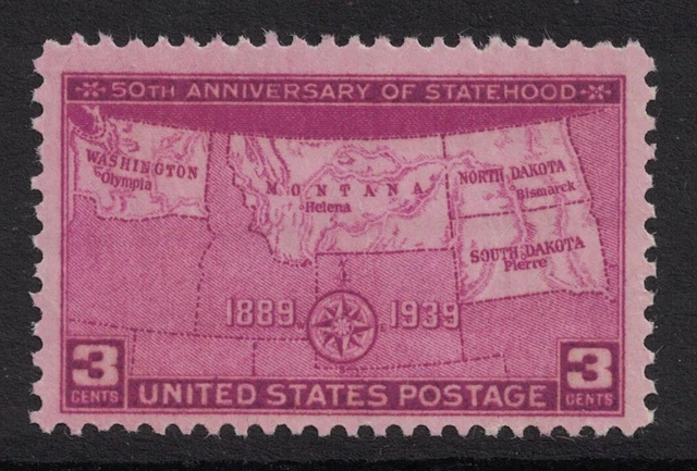 Scott 858- Montana, Washington, Dakotas Statehoods- MNH 3c 1939- unused mint