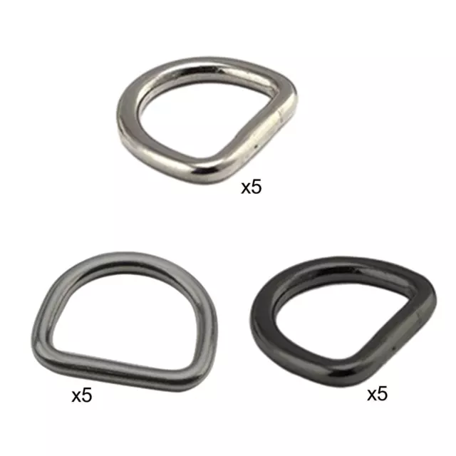 5x Closed D Rings Solid Cast Metal Loops Buckles for Straps Webbing Sewing
