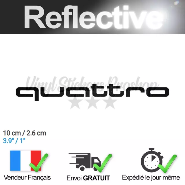 Sticker pour AUDI QUATTRO 10 cm Noir Réfléchissant Tuning Sport carrosserie AWD