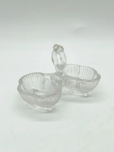 Vintage European Glass Double Salts Salt And Pepper Dish