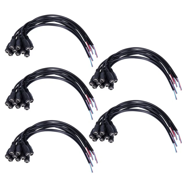 50Pcs 12V DC  Plug Female Jack Plug Connector Cable 5.5X2.1mm with Cord CablG4W1