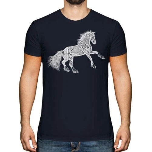 Impennato Cavallo Sketch da Uomo Stampata T-Shirt Equestre da Moto Rider Regalo