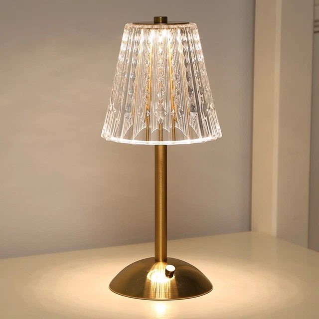 Lampada da Tavolo Ricaricabile USB Senza Fili Effetto Cristallo Per Pub Bistrot