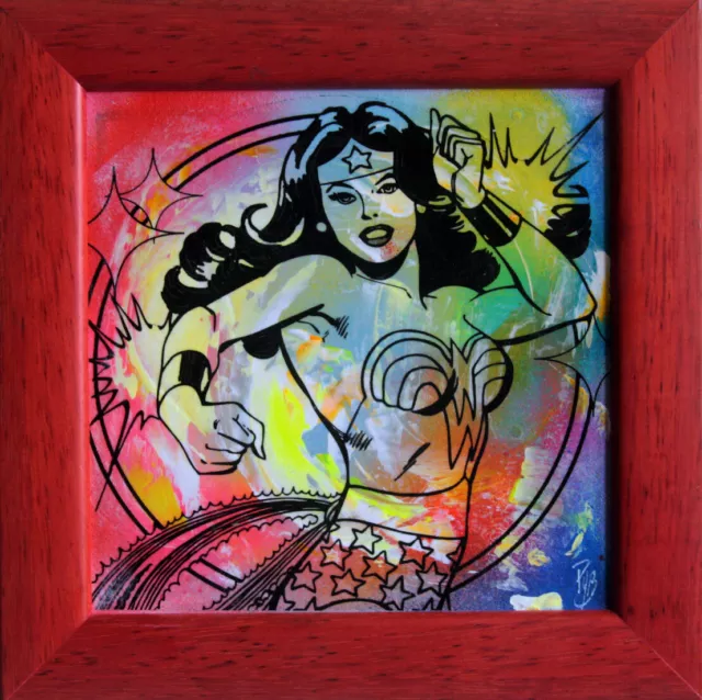 wonder woman PyB signed tableau pop street art graffiti french painting