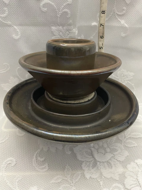 Vintage 2 Tier High Voltage Brown Glazed Ceramic Porcelain Insulator E