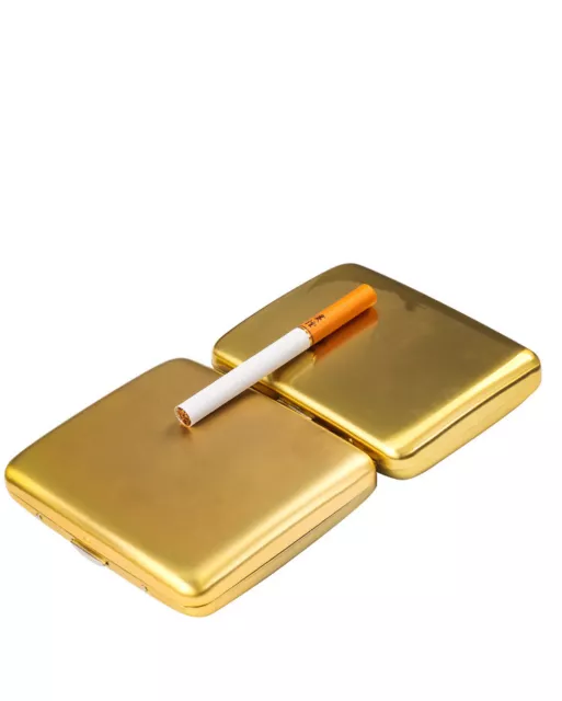 Stainless Steel Metal Cigarette Case Tobacco Holder Smoke Container Gold Case