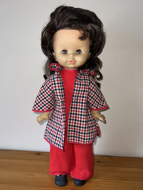 Poupée Clodrey Ancienne Années 70 - Brune 52cm, Marche Et Parle - Rare